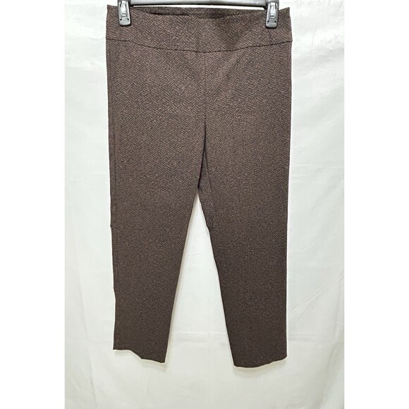Elliott Lauren Womens 10 Pull On Brown Print Pant Zipped Shins NWT - Picture 1 of 10